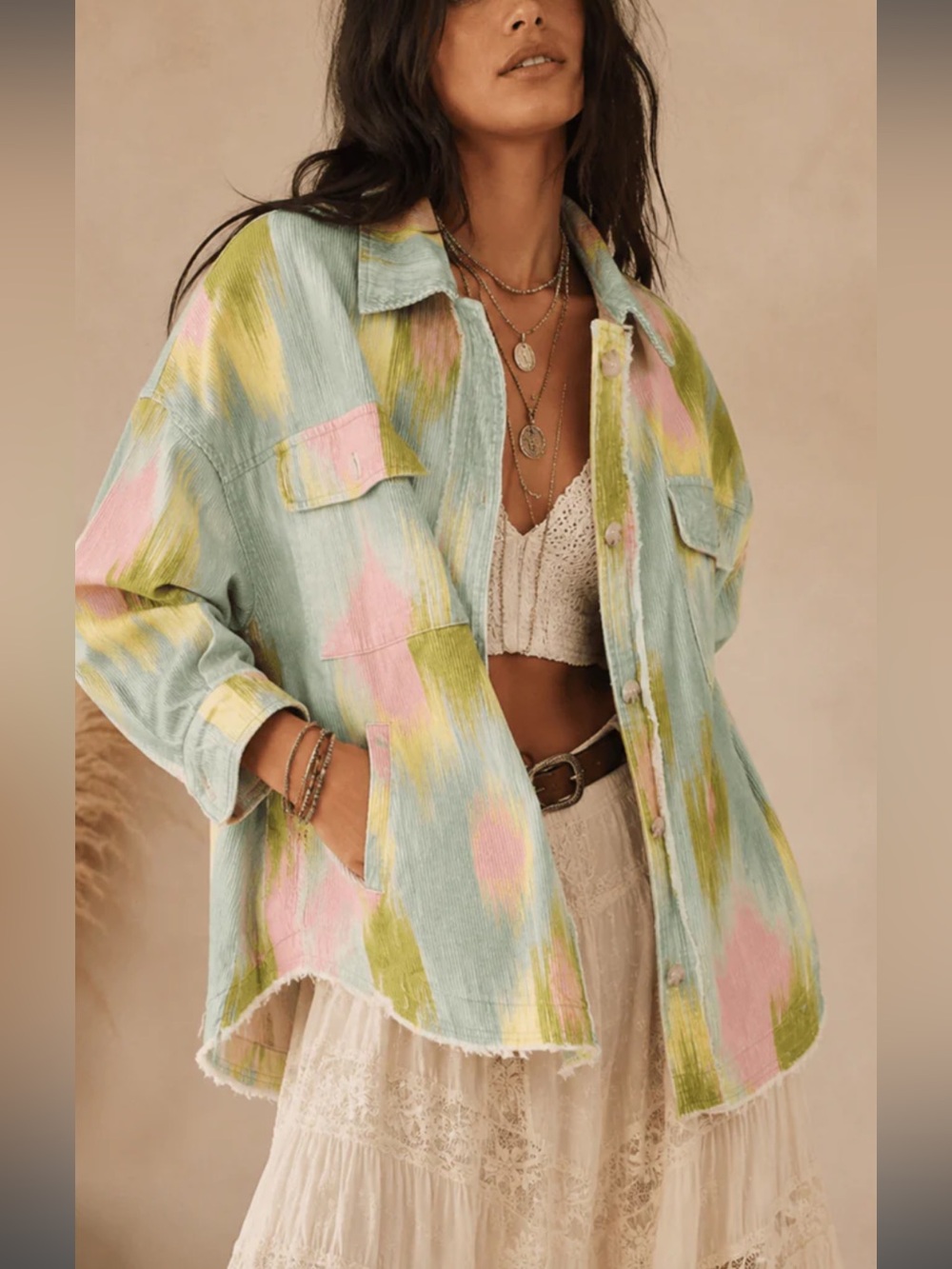 Boho NWT tie die Pastel Oversized Jacket size S-M-L